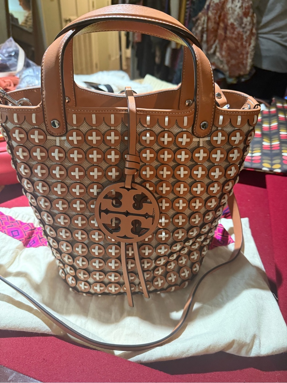 Tory Burch Miller Chainmail Bucket Leather Handbag